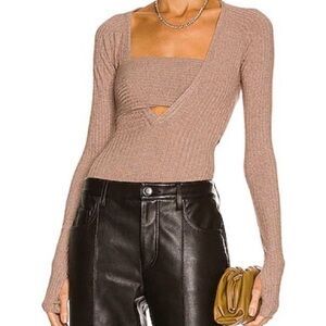 ALIX NYC
Bianca Marled Rib Knit Bodysuit chestnut size L NWT classic elegant